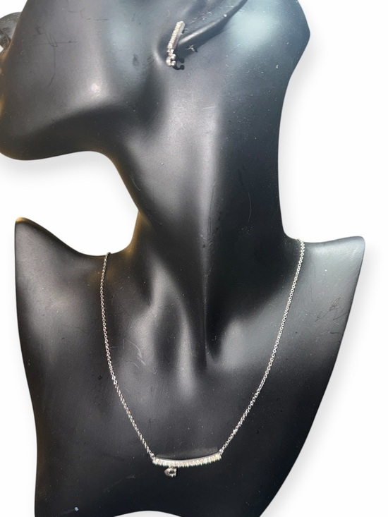 Coach Jewelry - COACH Signature Silver Pavé Crystal Bar Necklace & Stud Earrings Set